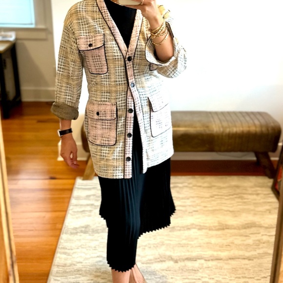 Walter Baker Tracey Belted Knit Tweed Cardigan Size Large - Picture 8 of 9